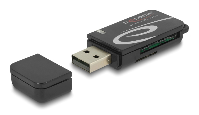 DELOCK card reader 91602 για SD & micro SD, USB, 480Mbps, μαύρο - DELOCK 111593