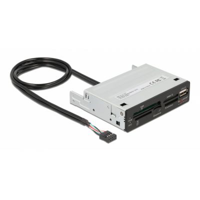 DELOCK USB 9-pin card reader 91708, CF/SD/XD/MS/Micro SD/USB, 3.5" bay - DELOCK 108092