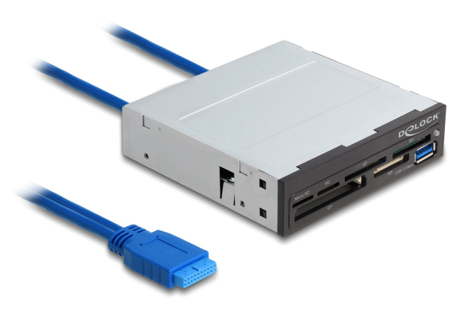 DELOCK USB 19-pin card reader 91759, CF/SD/micro SD/xD/MS/M2/USB, 5Gbps - DELOCK 100908