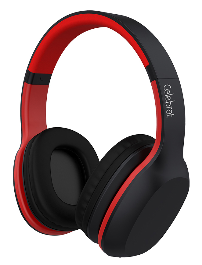 CELEBRAT Bluetooth headphones A18-BKRD, wireless & wired, μαύρο-κόκκινο - CELEBRAT 75501