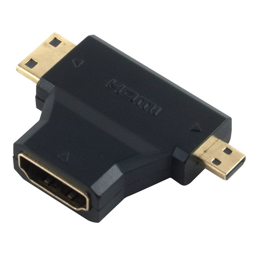 POWERTECH αντάπτορας HDMI σε Mini HDMI & Micro HDMI ADA-H004, μαύρος - POWERTECH 30129