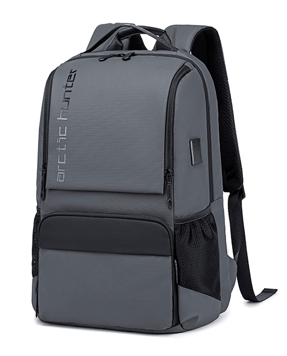 ARCTIC HUNTER τσάντα πλάτης B00532 με θήκη laptop 15.6", USB, 28L, γκρι - ARCTIC HUNTER 104789