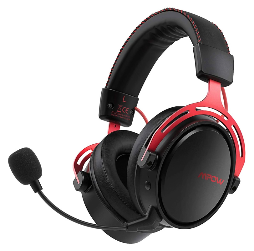 MPOW gaming headset Air 2.4GHz, wireless & wired, mic, μαύρο-κόκκινο - MPOW 97171