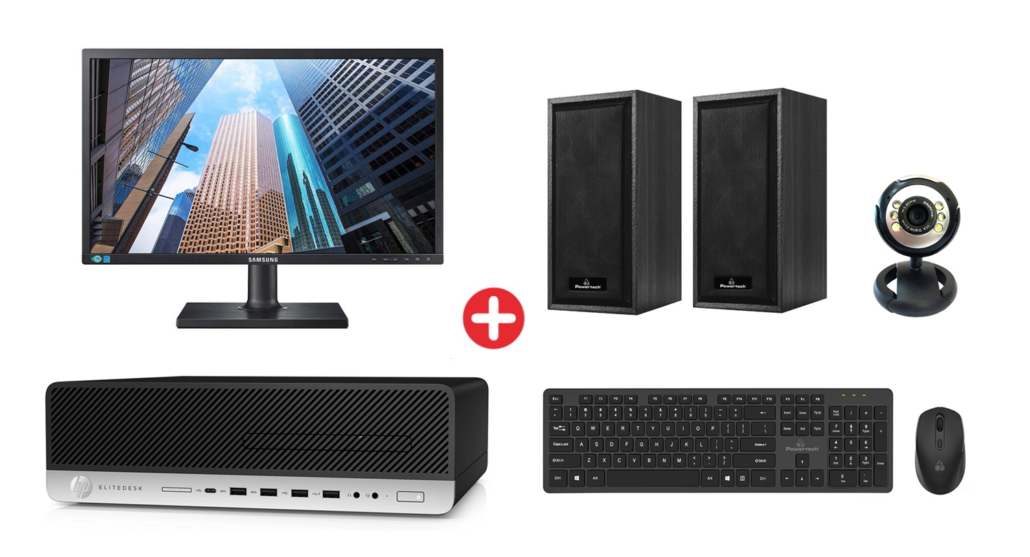 Bundle HP PC 800 G3 SFF, οθόνη 23.6", ποντίκι/πληκτρολόγιο, ηχεία, web cam, Win 10H - 118372