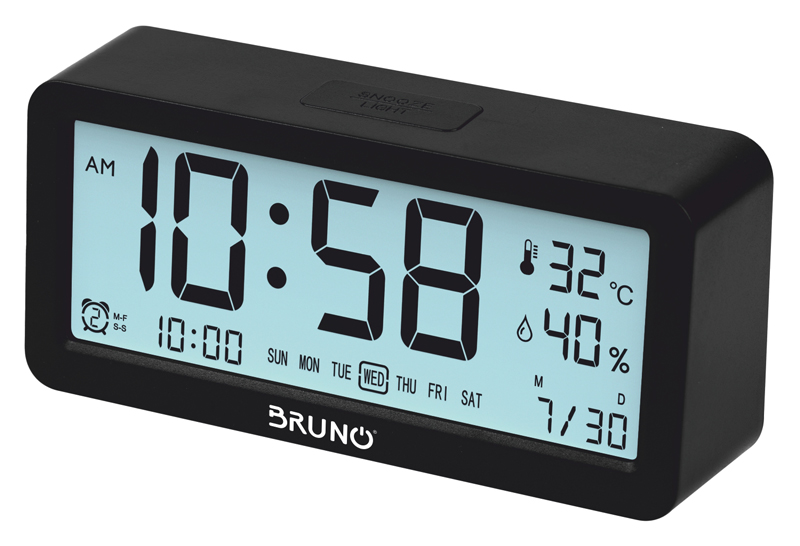 BRUNO ξυπνητήρι BRN-0128 με μέτρηση θερμοκρασίας και υγρασίας, μαύρο - BRUNO 106030