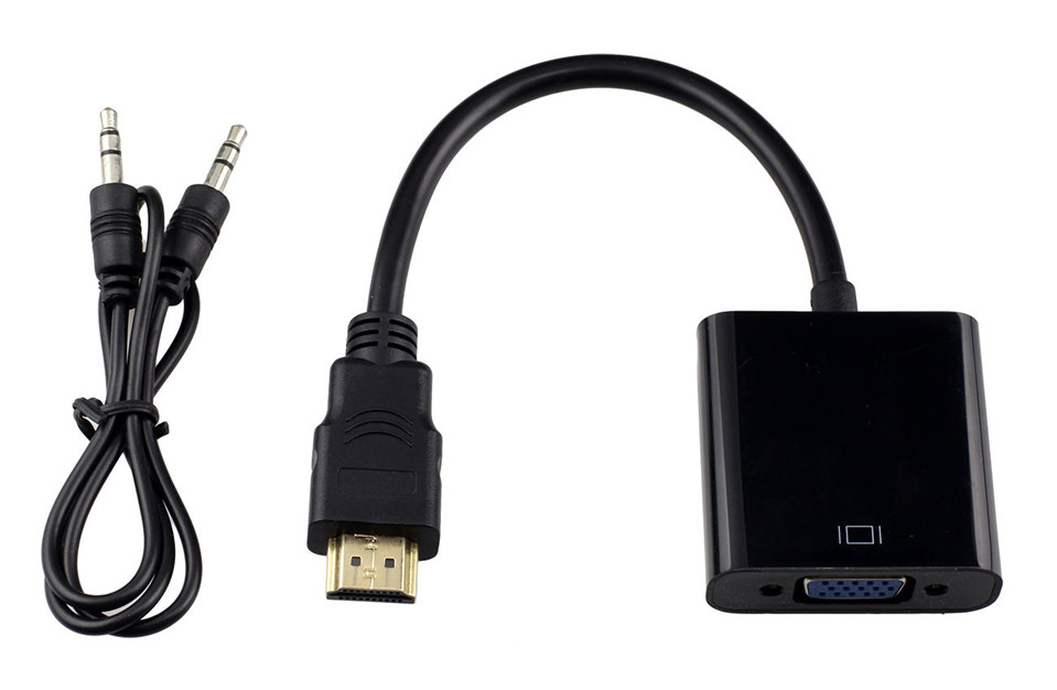 POWERTECH αντάπτορας HDMI σε VGA CAB-H071, με audio jack, μαύρο, 0.20m - POWERTECH 14455