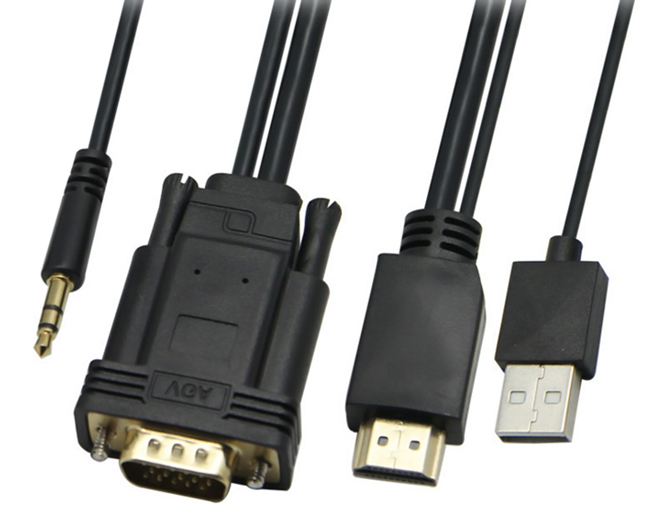 POWERTECH καλώδιο HDMI & USB σε VGA & 3.5mm CAB-H111, 1080p, 5m, μαύρο - POWERTECH 73743