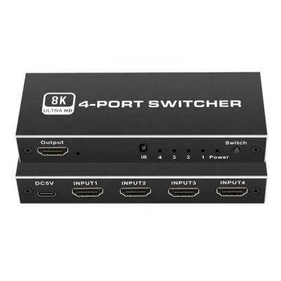 HDMI switch CAB-H149 με τηλεχειριστήριο, 4 σε 1, 8K/60Hz, μαύρο - UNBRANDED 106133