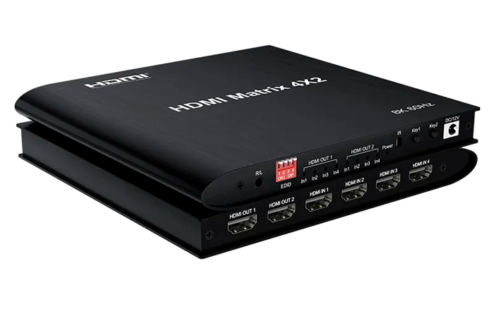 HDMI matrix switch CAB-H155, 4-in σε 2-out, 8K/60Hz, HDR/HDCP, μαύρο - UNBRANDED 106789