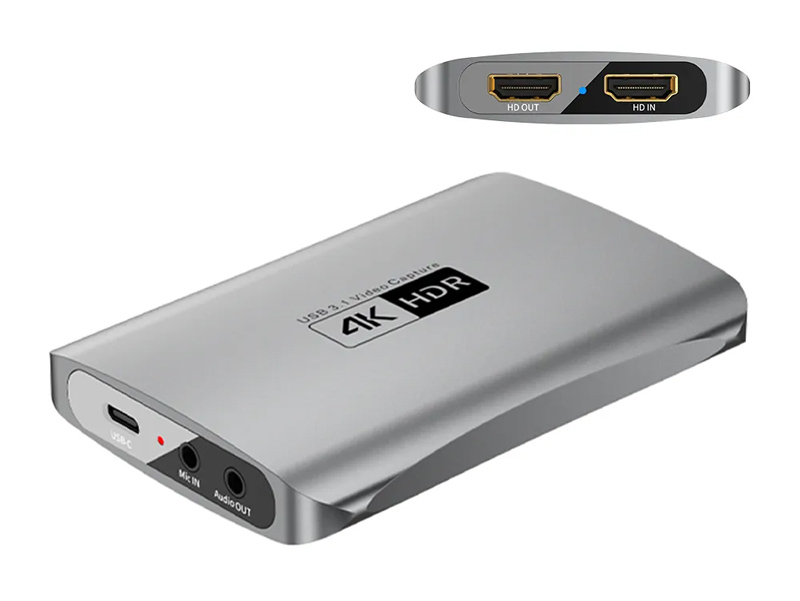 POWERTECH video capture CAB-H166, HDMI/USB-C σύνδεση, 4K/60Hz, γκρι - POWERTECH 110506
