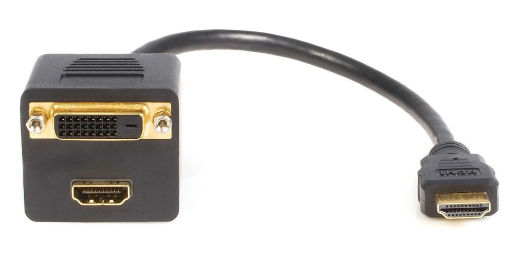 POWERTECH αντάπτορας HDMI σε HDMI & DVI CAB-H168, 4K/30Hz, 30cm, μαύρος - POWERTECH 112682