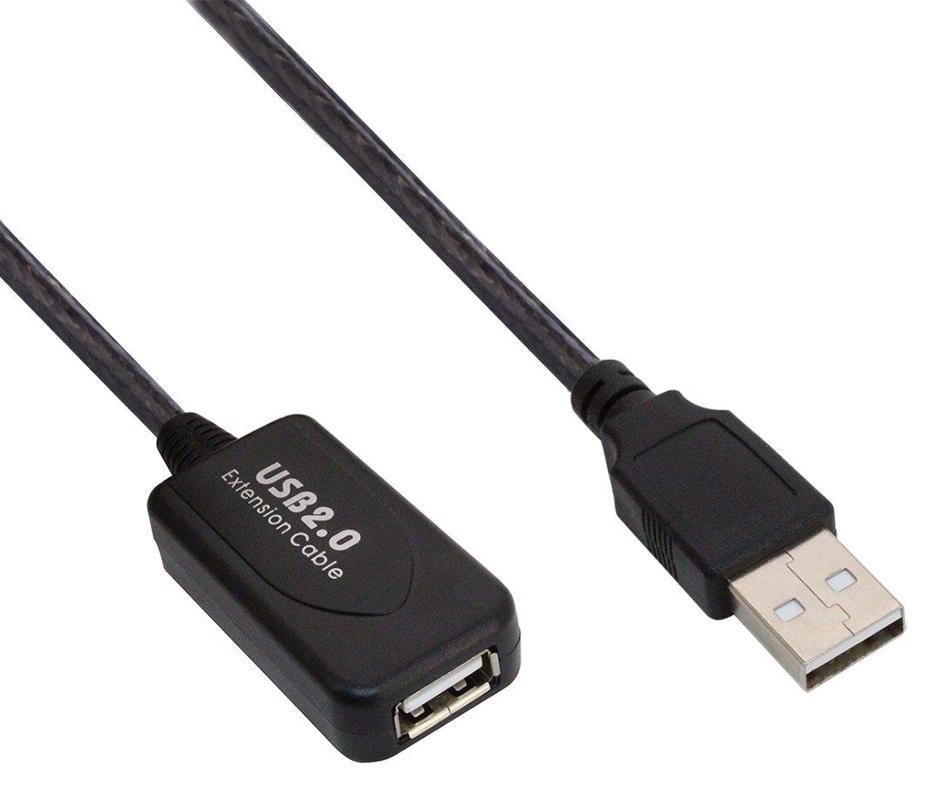 POWERTECH καλώδιο προέκτασης USB CAB-U039 με ενισχυτή, 480Mbps 5m, μαύρο - POWERTECH 50533