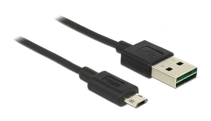 POWERTECH καλώδιο USB σε USB Micro CAB-U088, Dual Easy, 1m, μαύρο - POWERTECH 62009