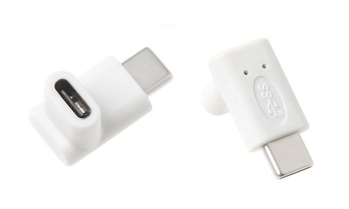 POWERTECH αντάπτορας USB-C αρσενικό σε θηλυκό CAB-U099, 90°, λευκός - POWERTECH 66296