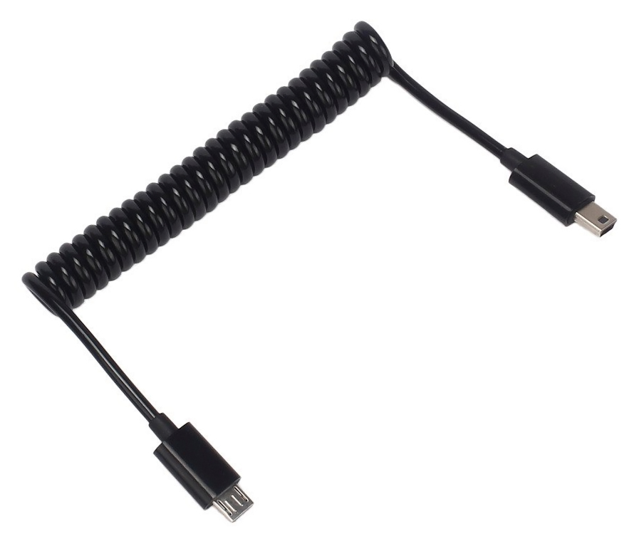 POWERTECH καλώδιο Micro USB σε USB Mini CAB-U124, σπιράλ, 1m, μαύρο - POWERTECH 74994