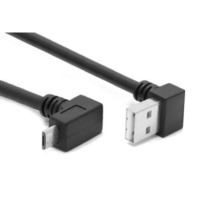 POWERTECH καλώδιο USB σε USB Micro CAB-U136, 90°, Easy USB, 0.5m, μαύρο - POWERTECH 80997