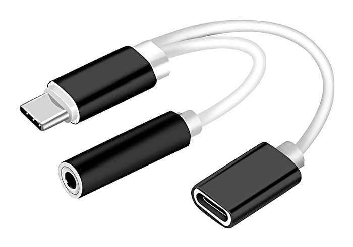 POWERTECH αντάπτορας USB-C σε USB-C & 3.5mm θηλυκό CAB-UC030, λευκός - POWERTECH 70981