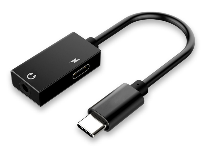 POWERTECH αντάπτορας USB-C σε USB-C & 3.5mm CAB-UC053, μαύρος - POWERTECH 89967