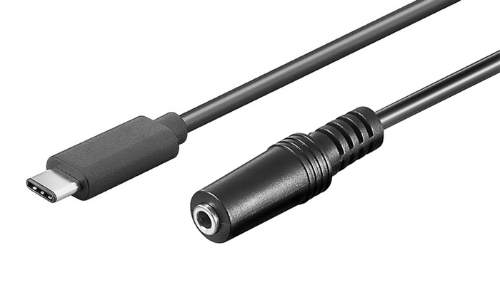 POWERTECH καλώδιο USB-C σε 3.5mm CAB-UC059 αρσενικό σε θηλυκό, 1m, μαύρο - POWERTECH 106153