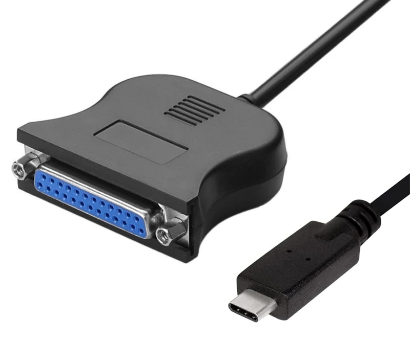 POWERTECH καλώδιο USB-C σε παράλληλη DB25 CAB-UC062, 1.8m, μαύρο - POWERTECH 107528