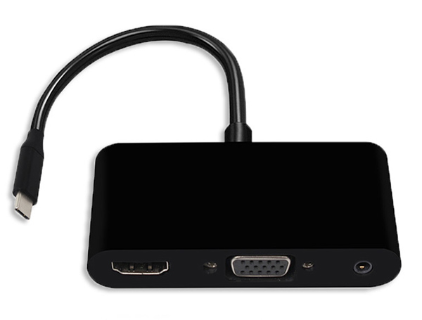 POWERTECH αντάπτορας USB-C σε HDMI & VGA CAB-UC064, 4K/30Hz, μαύρος - POWERTECH 108098