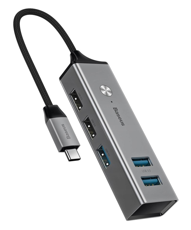 BASEUS USB Type-C hub CAHUB-D0G, 3x USB 3.0, 2x USB 2.0, 5Gbps, γκρι - BASEUS 43939