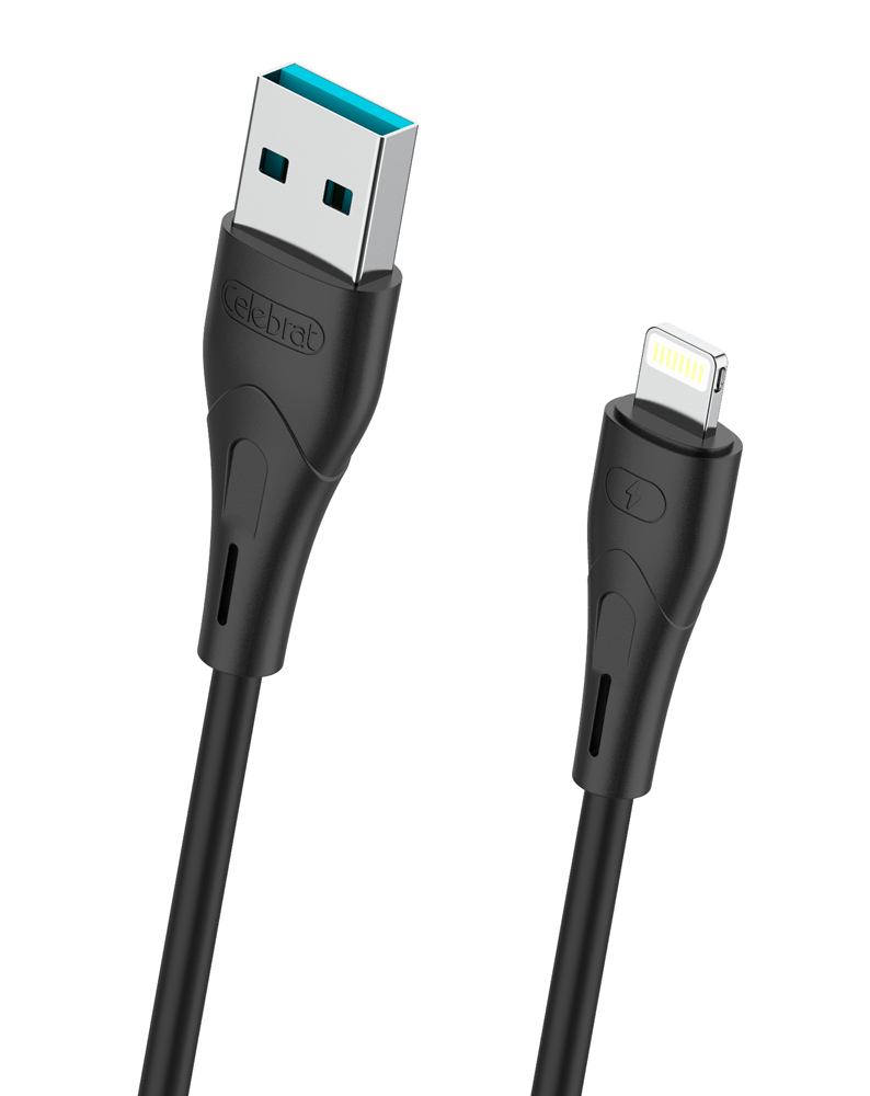 CELEBRAT καλώδιο Lightning σε USB CB-18I, 15W 2.4A, 480Mbps, 1m, μαύρο - CELEBRAT 112596