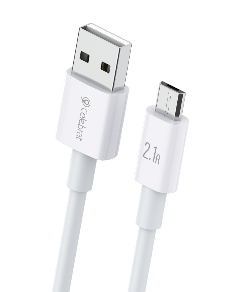 CELEBRAT καλώδιο Micro USB σε USB CB-24M, 10.5W, 1.2m, λευκό - CELEBRAT 109983