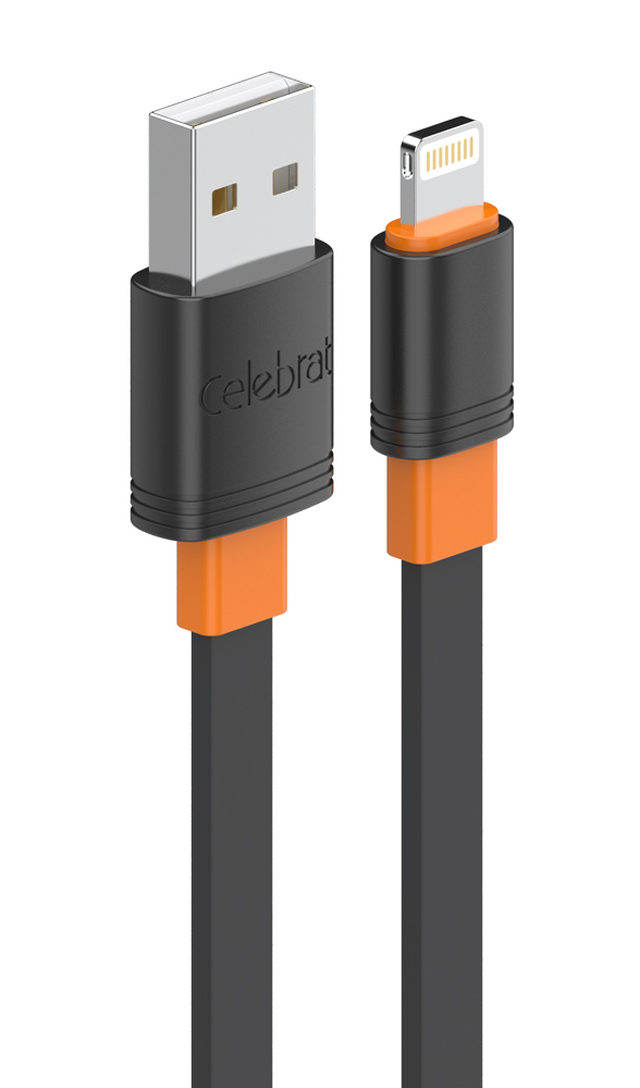 CELEBRAT καλώδιο Lightning σε USB CB-33L, flat, 12W, 1m, μαύρο - CELEBRAT 110681