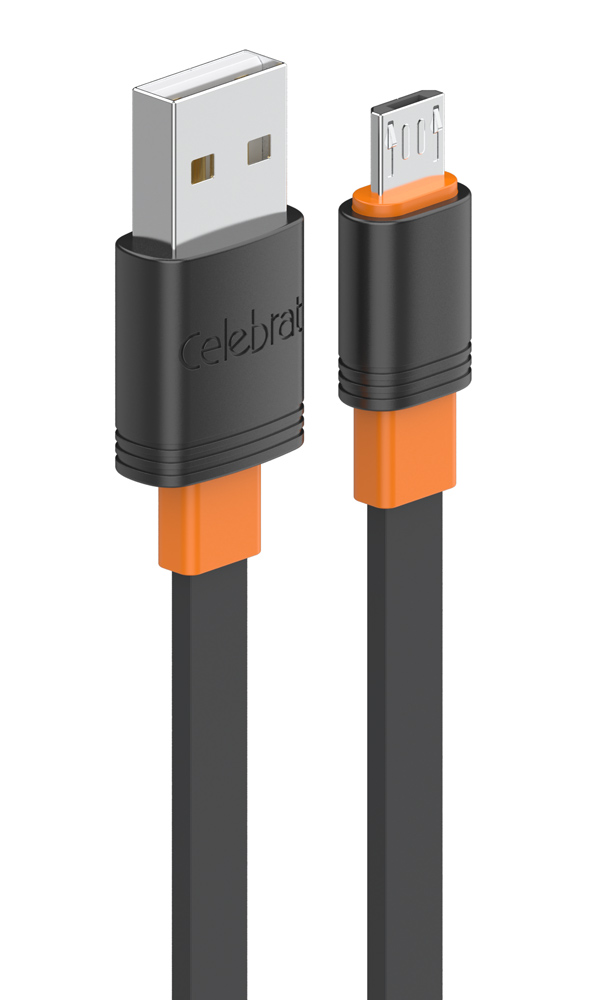 CELEBRAT καλώδιο micro USB σε USB CB-33M, flat, 10.5W, 1m, μαύρο - CELEBRAT 110679