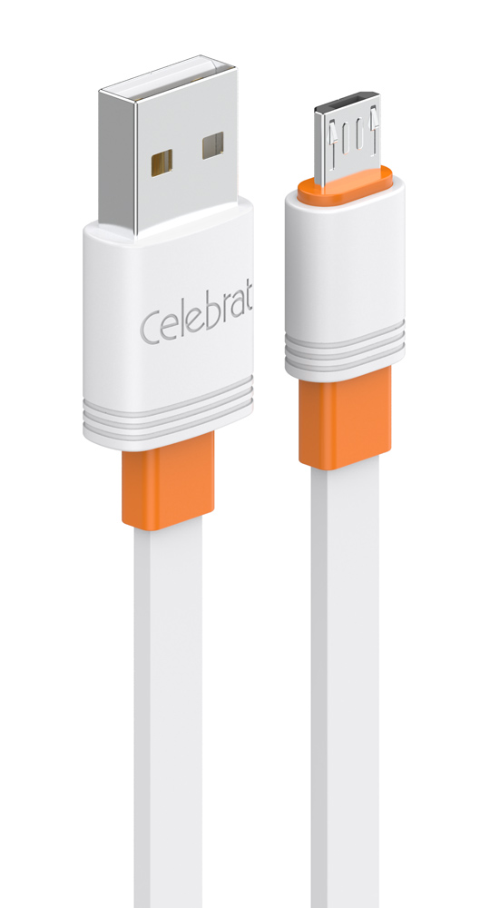 CELEBRAT καλώδιο micro USB σε USB CB-33M, flat, 10.5W, 1m, λευκό - CELEBRAT 110678