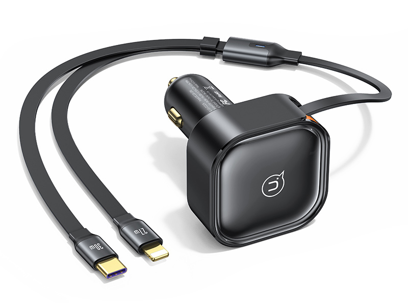 USAMS φορτιστής αυτοκινήτου US-CC219 καλώδιο USB-C/Lightning 30W, μαύρος - USAMS 114194