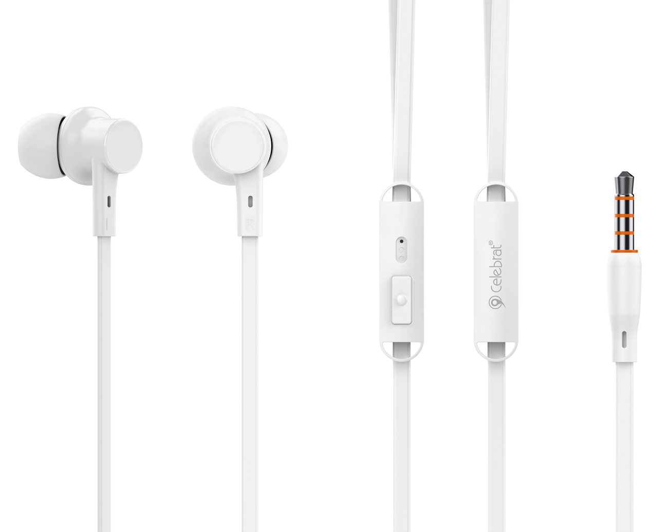 CELEBRAT earphones με μικρόφωνο G19, 3.5mm σύνδεση, Φ10mm, 1.2m, λευκά - CELEBRAT 109154