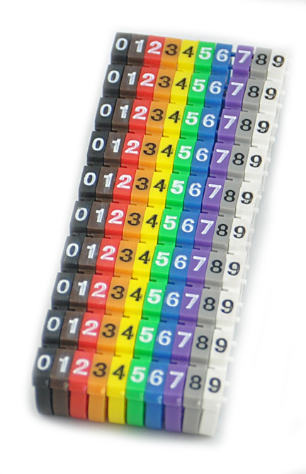 POWERTECH Clip αρίθμησης καλωδίου Νο 0-9, Color, 10τεμ. - POWERTECH 59516
