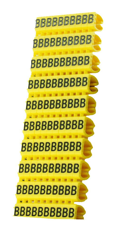 POWERTECH Clip αρίθμησης καλωδίου γράμμα B, Yellow, 10τεμ. - POWERTECH 59528