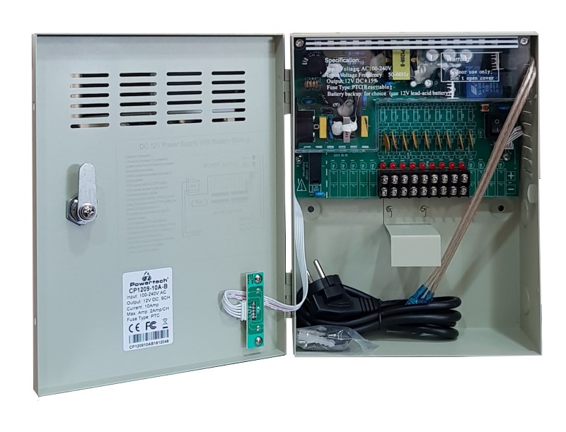 POWERTECH τροφοδοτικό CP1209-10A-B για CCTV-Alarm, DC12V 10A, 9 κανάλια - POWERTECH 70695