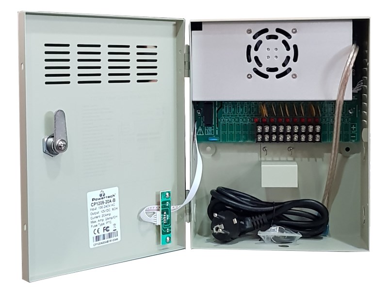 POWERTECH τροφοδοτικό CP1209-20A-B για CCTV-Alarm, DC12V 20A, 9 κανάλια - POWERTECH 70696