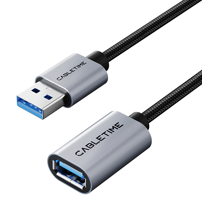 CABLETIME καλώδιο προέκτασης USB CT-AMAF1, 5Gbps, 2m, μαύρο - CABLETIME 117044