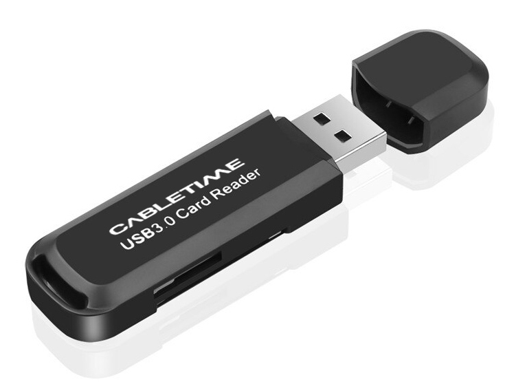 CABLETIME card reader CT-AMCD2-PB για SD & micro SD, USB 3.0, 5Gbps, μαύρο - CABLETIME 113812