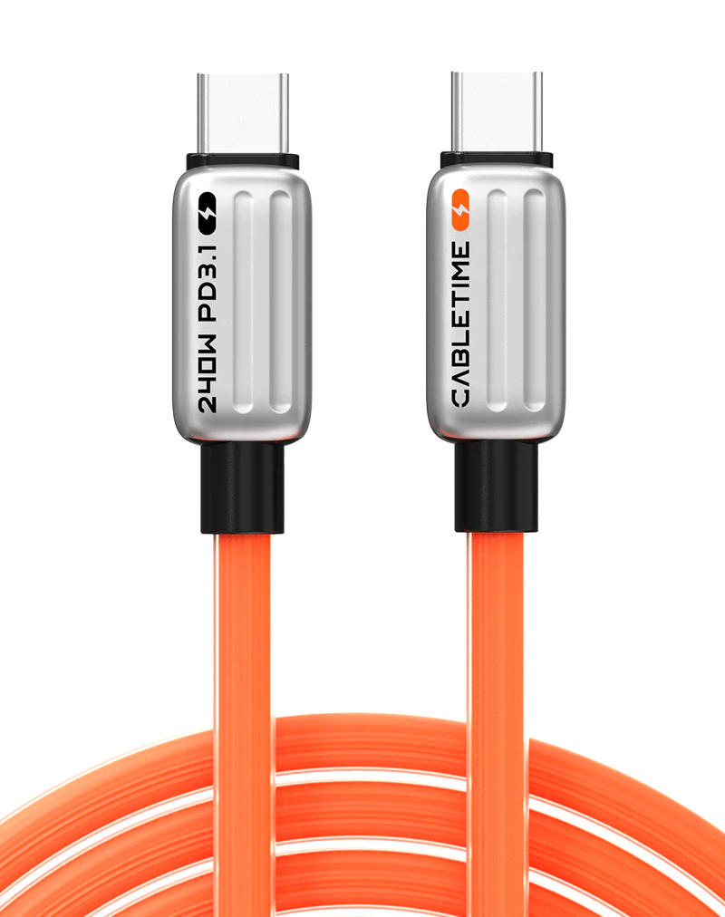 CABLETIME καλώδιο USB-C CT-CM240-ZSO1, 240W, 480Mbps, 1m, πορτοκαλί - CABLETIME 112139