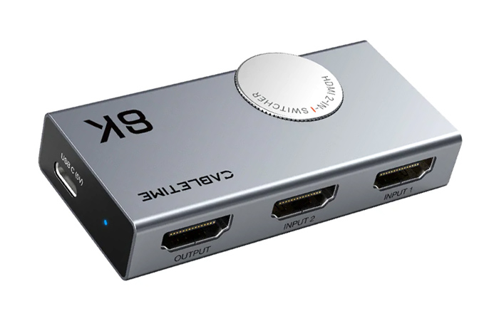 CABLETIME HDMI switch CT-HS8K2-AG, 2 σε 1, 8K/60Hz, 4K/120Hz, γκρι - CABLETIME 113625