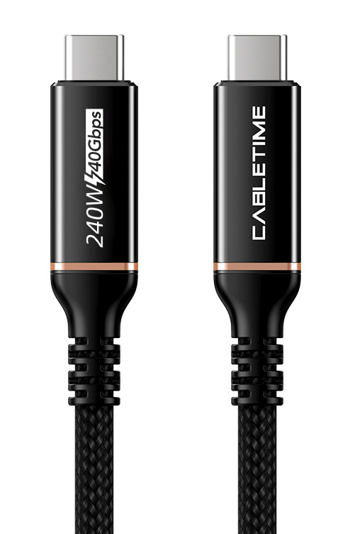 CABLETIME καλώδιο USB-C σε USB-C CT-USB4, 240W, 40Gbps, 8K/60Hz, USB4, 1m, μαύρο - CABLETIME 113619