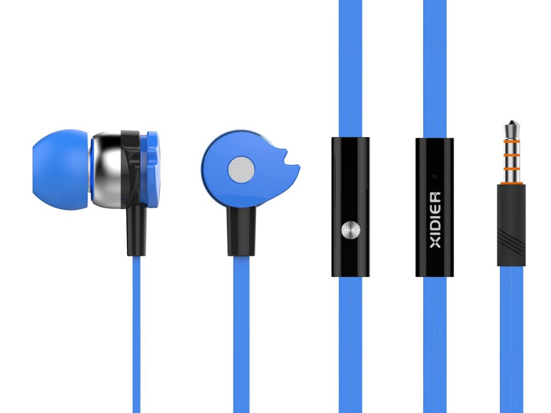 CELEBRAT earphones με μικρόφωνο D1, 3.5mm, Φ10mm, 1.2m flat, μπλε - CELEBRAT 53937