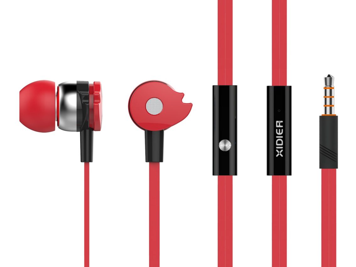 CELEBRAT earphones με μικρόφωνο D1, 3.5mm, Φ10mm, 1.2m flat, κόκκινα - CELEBRAT 53939