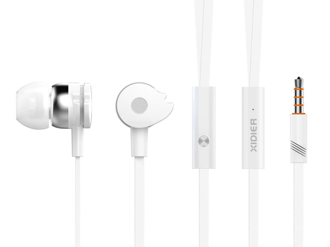 CELEBRAT earphones με μικρόφωνο D1, 3.5mm, Φ10mm, 1.2m flat, λευκά - CELEBRAT 53940