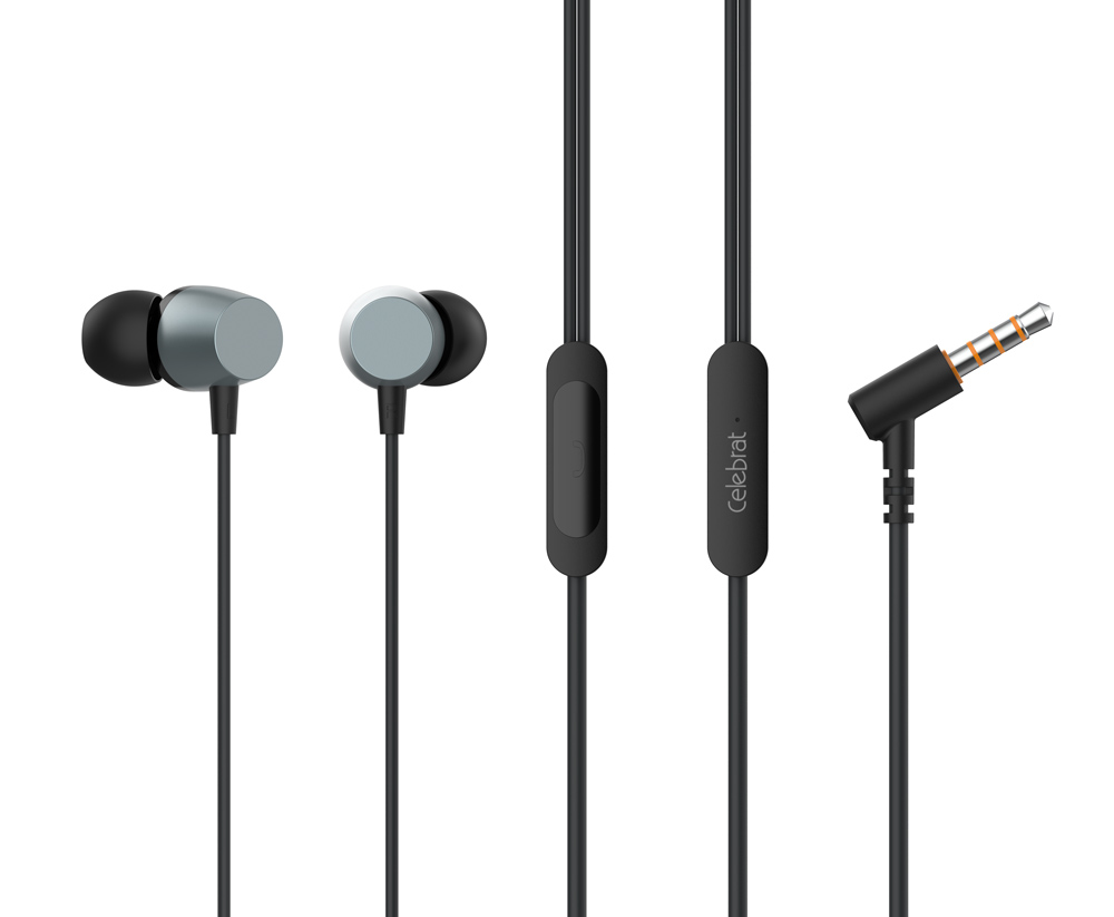 CELEBRAT earphones με μικρόφωνο D10, 3.5mm σύνδεση, Φ10mm, 1.2m, μαύρα - CELEBRAT 109978