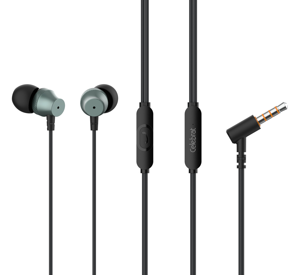 CELEBRAT earphones με μικρόφωνο D11, 3.5mm σύνδεση, Φ10mm, 1.2m, μαύρα - CELEBRAT 109976