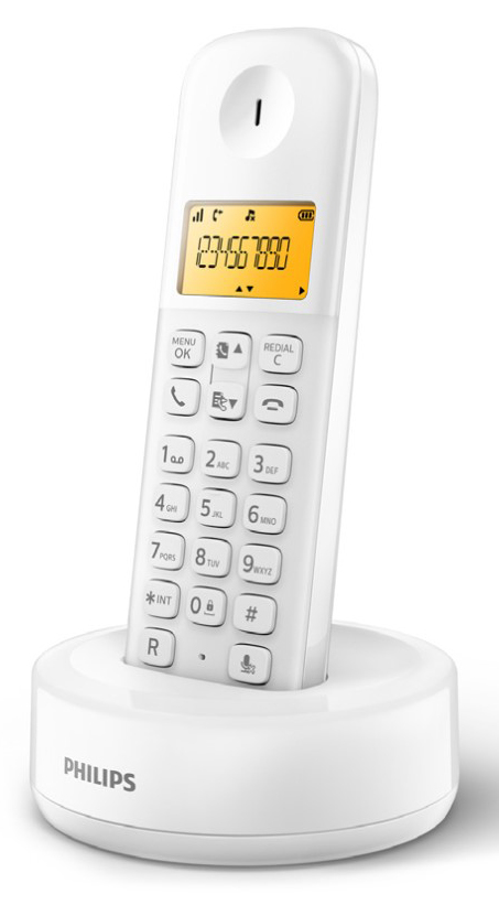 PHILIPS ασύρματο τηλέφωνο D1601W-34, με ελληνικό μενού, λευκό - PHILIPS 105800