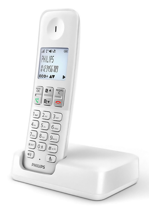 PHILIPS ασύρματο τηλέφωνο D2501W-34, με ελληνικό μενού, λευκό - PHILIPS 85439