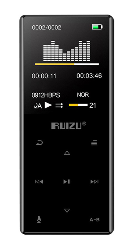 RUIZU MP3 player D29 με ηχείο, 1.8", 16GB, BT, ελληνικό μενού, μαύρο - RUIZU 97308